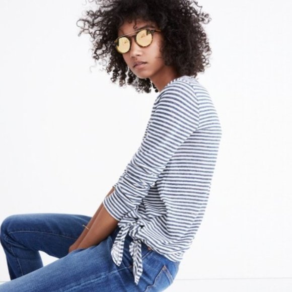 Madewell Tops - MADEWELL Soundcheck Striped Side Tie Tee XXS